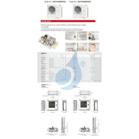 Fujitsu Quadri Split 7+7+7+15 KE WiFi AOYG30KBTA4 Bianco