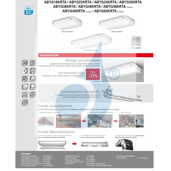 Condizionatore Fujitsu Trial Split 18+18+18 KR Soffitto AOYG36KBTA5