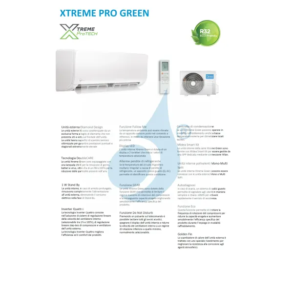 Midea Dual Split 9+9 Btu Xtreme Pro GREEN M2OE-18HFN8-Q