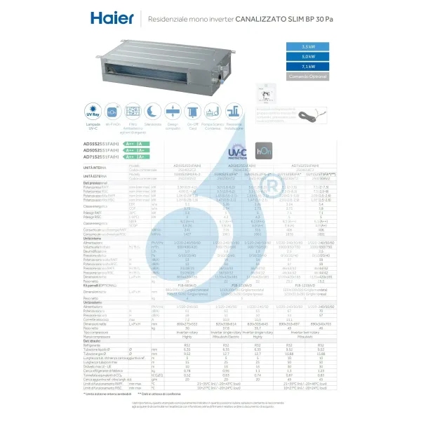Condizionatore Haier Mono Split 24000 Btu Serie Canalizzato Slim