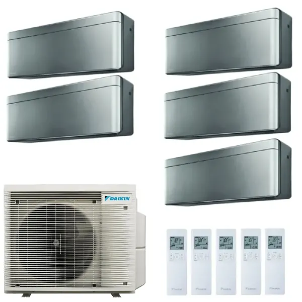 Condizionatore Daikin Penta 7+7+7+7+12 Stylish Total Silver 5MXM90A9