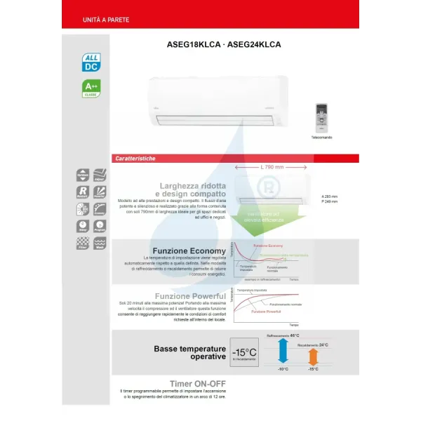 Fujitsu Mono Split 18000 Btu ASEG18KLCA AOEG18KLCA Bianco