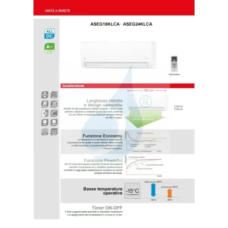Fujitsu Mono Split 18000 Btu ASEG18KLCA AOEG18KLCA Bianco