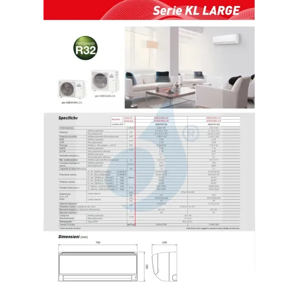 Fujitsu Mono Split 24000 Btu ASEG24KLCA AOEG24KLCA Bianco