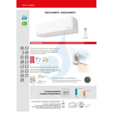 Fujitsu Mono Split 18000 Btu ASEG18KMTE AOEG18KMTA Bianco