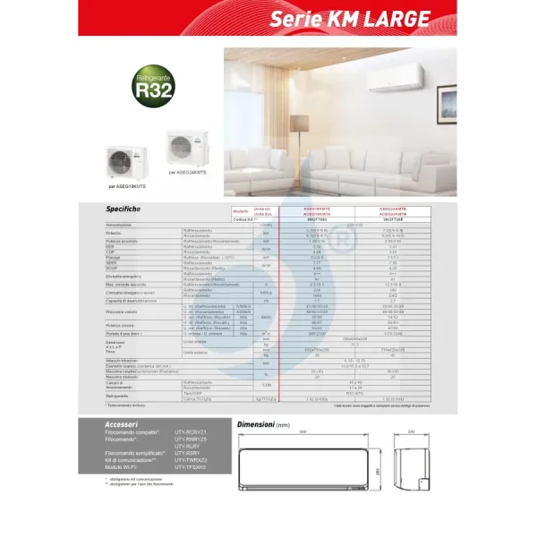Fujitsu Mono Split 24000 Btu ASEG24KMTE AOEG24KMTA Bianco