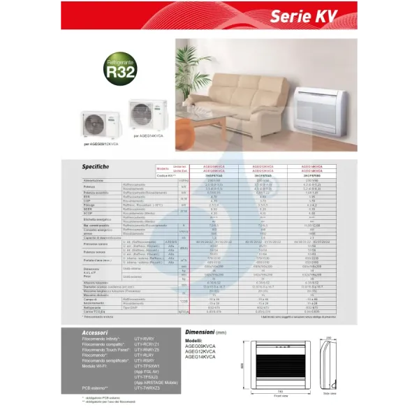 Fujitsu Mono Split 9000 Btu AGEG09KVCA AOEG09KVCA Bianco