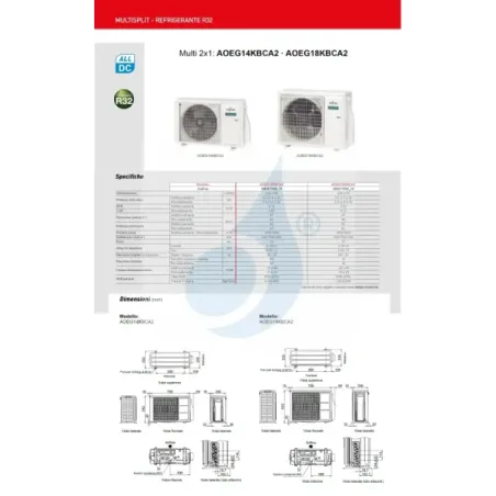 Fujitsu Unità Esterna Multi Split AOEG18KBCA2 18000 Btu Dual Split