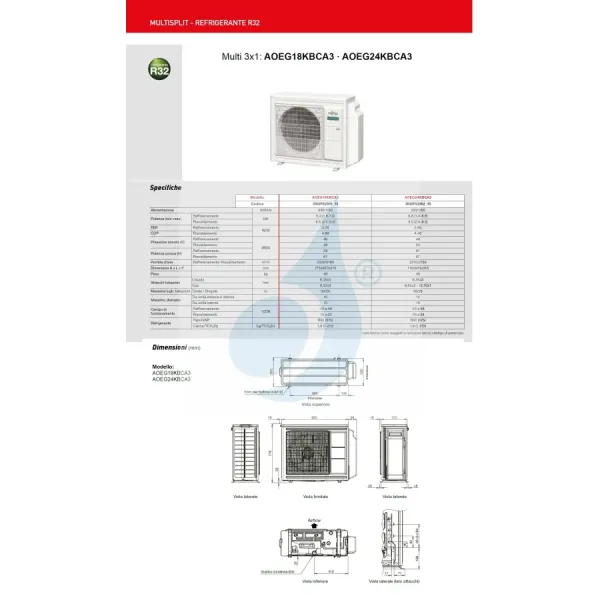 Fujitsu Unità Esterna Multi Split AOEG24KBCA3 24000 Btu Trial Split