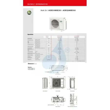 Fujitsu Unità Esterna Multi Split AOEG24KBCA3 24000 Btu Trial Split