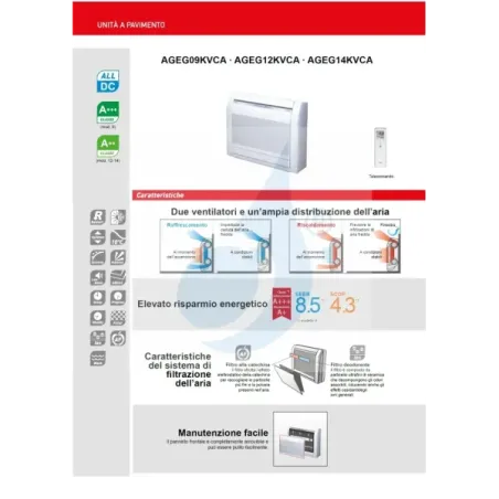 Fujitsu Unità Interna Pavimento KV AGEG09KVCA 9000 Btu Pavimento