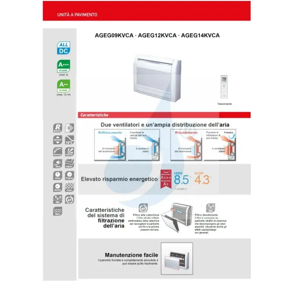Fujitsu Unità Interna Pavimento KV AGEG14KVCA 14000 Btu Pavimento