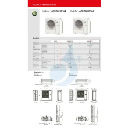 Fujitsu Quadri Split 7+12+15+15 KJ-W WiFi AOEG30KBTA4 Bianco