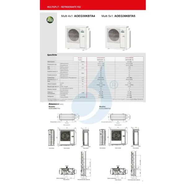 Condizionatore Fujitsu Penta Split 9+9+9+9+9 KN AOEG36KBTA5