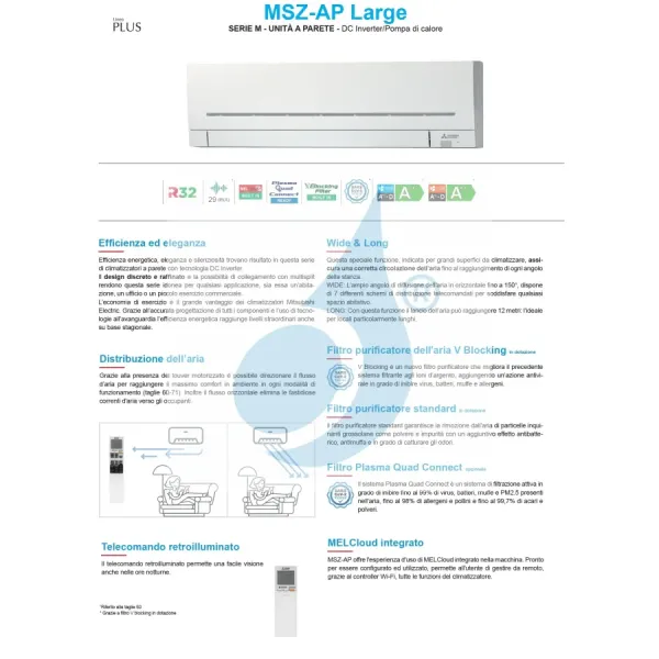Mitsubishi Unità Interna 24000 Btu Parete MSZ-AP-Large