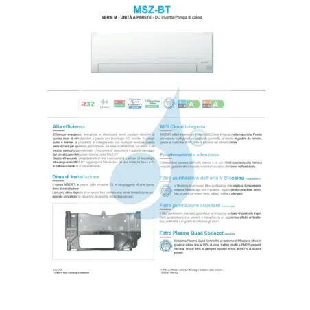 Condizionatore Mitsubishi Unità Interna 9 Btu Parete MSZ-BT