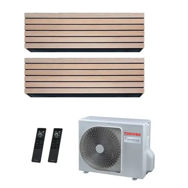 Toshiba Dual Split 9+12 Btu Daiseikai 10 WOOD RAS-2M18G3AVG-E